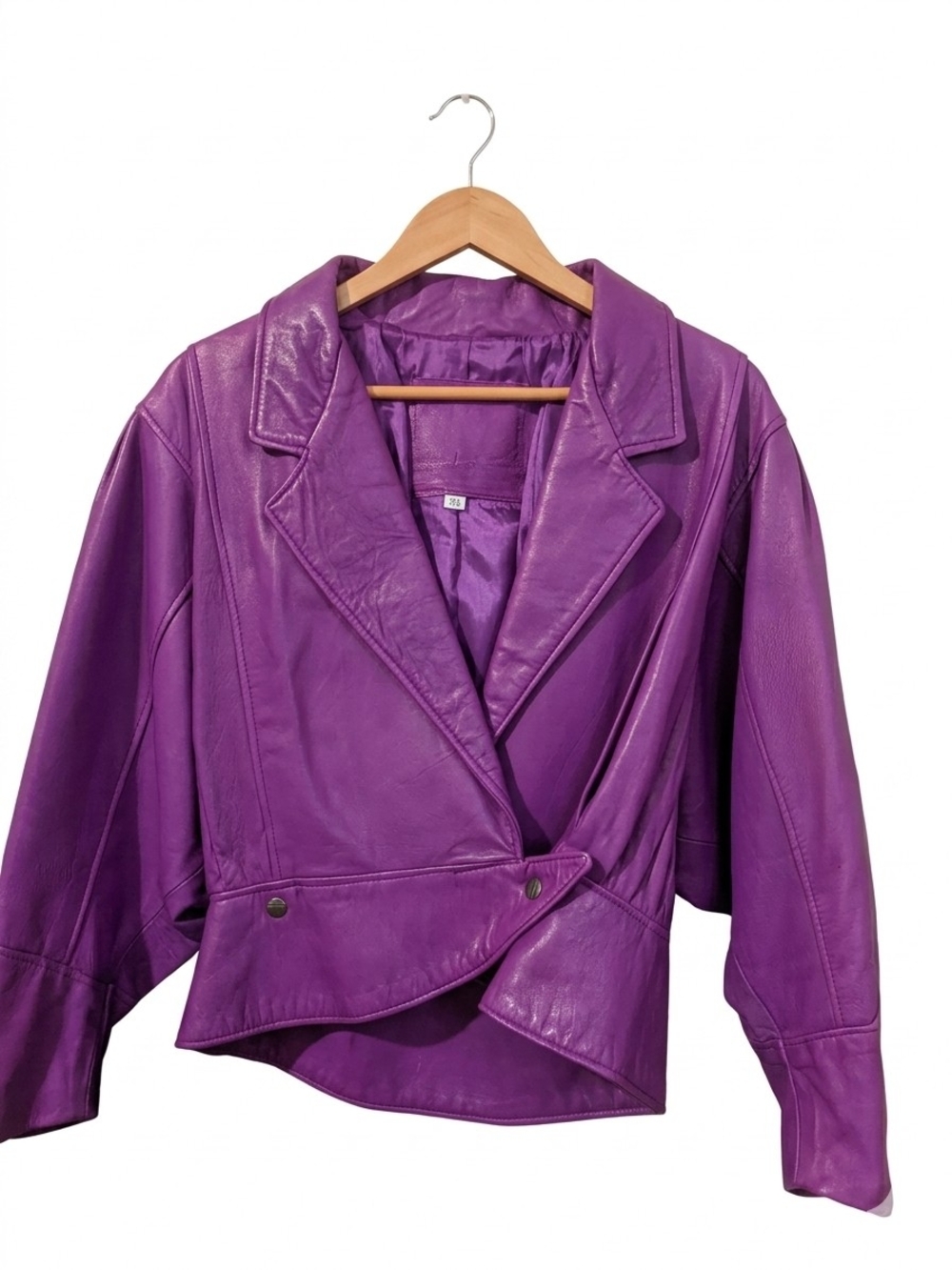 80s Style Purple Faux Leather  Blazer Jacket - Women's